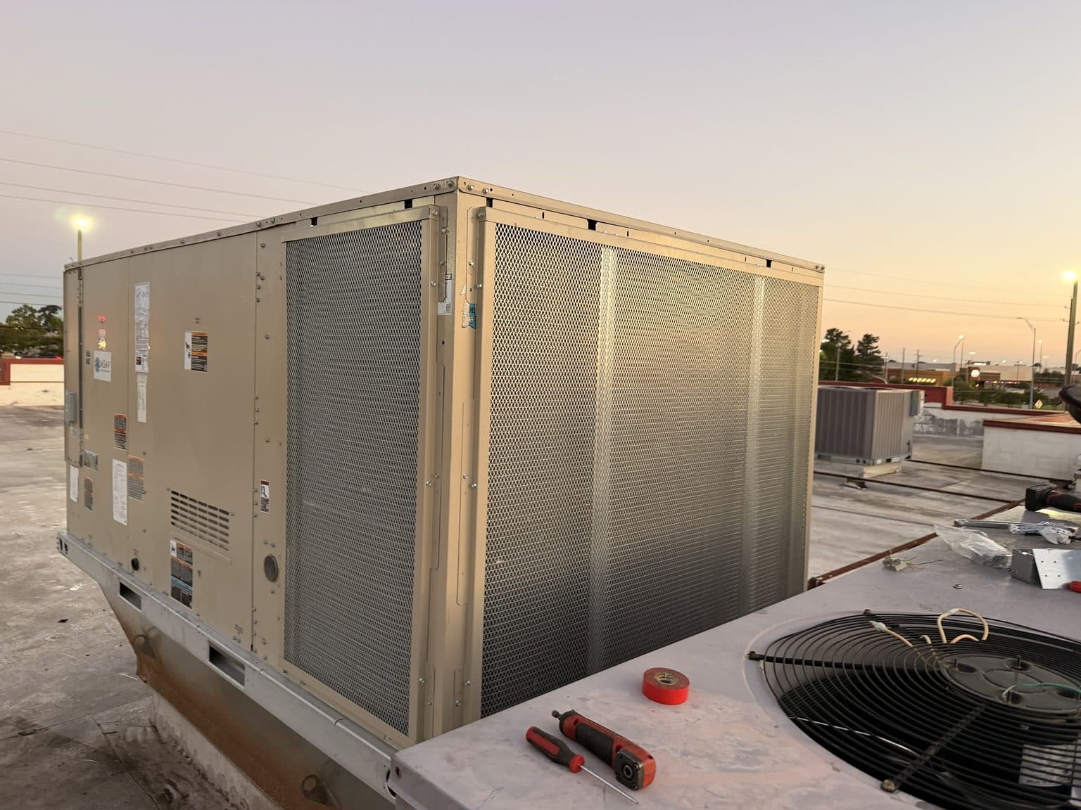 Commercial rooftop HVAC unit installed on a building roof