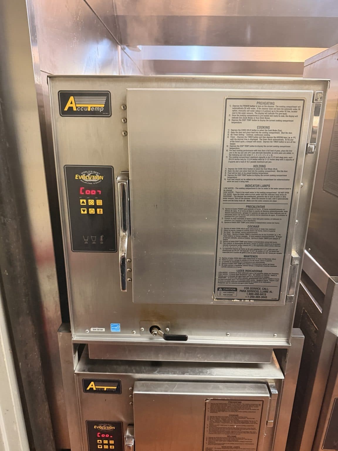 Commercial steamer unit in a restaurant kitchen